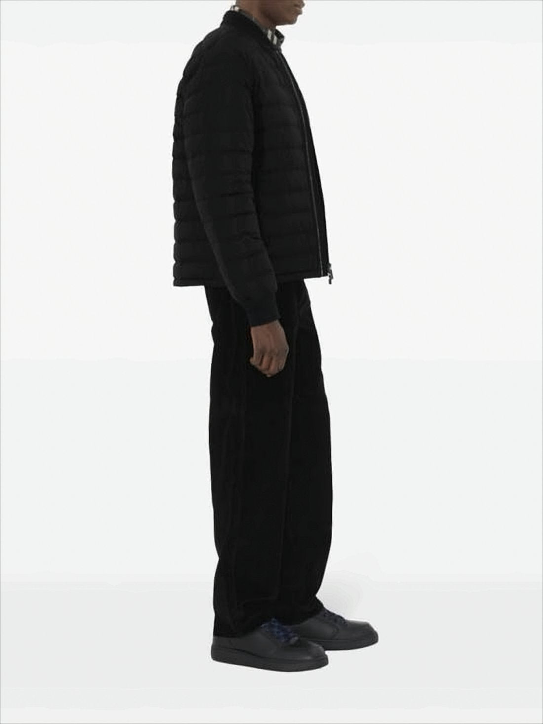 Quilted Bomber Jacket with Ribbed Accents