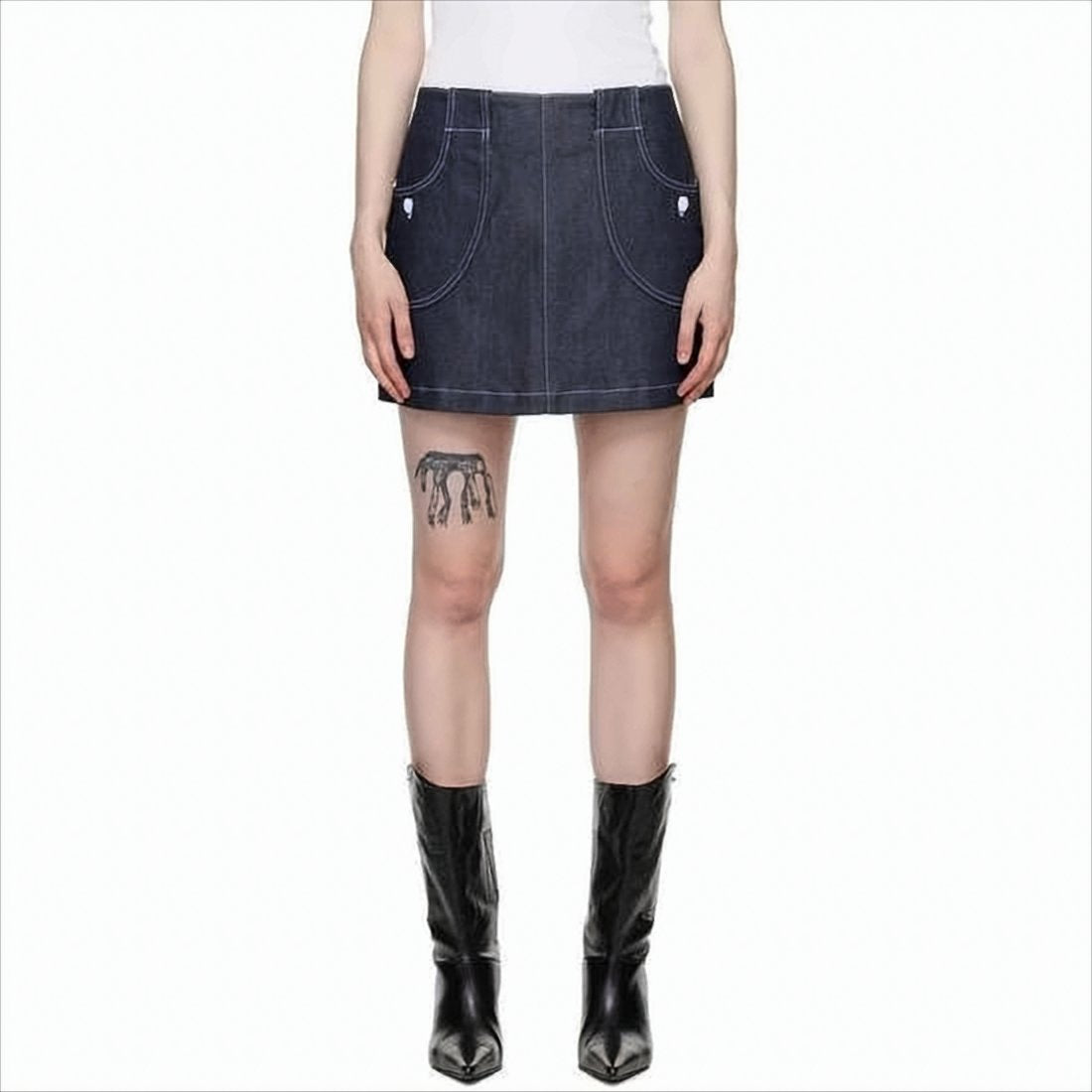 Dark Denim Mini Skirt with Structured Silhouette