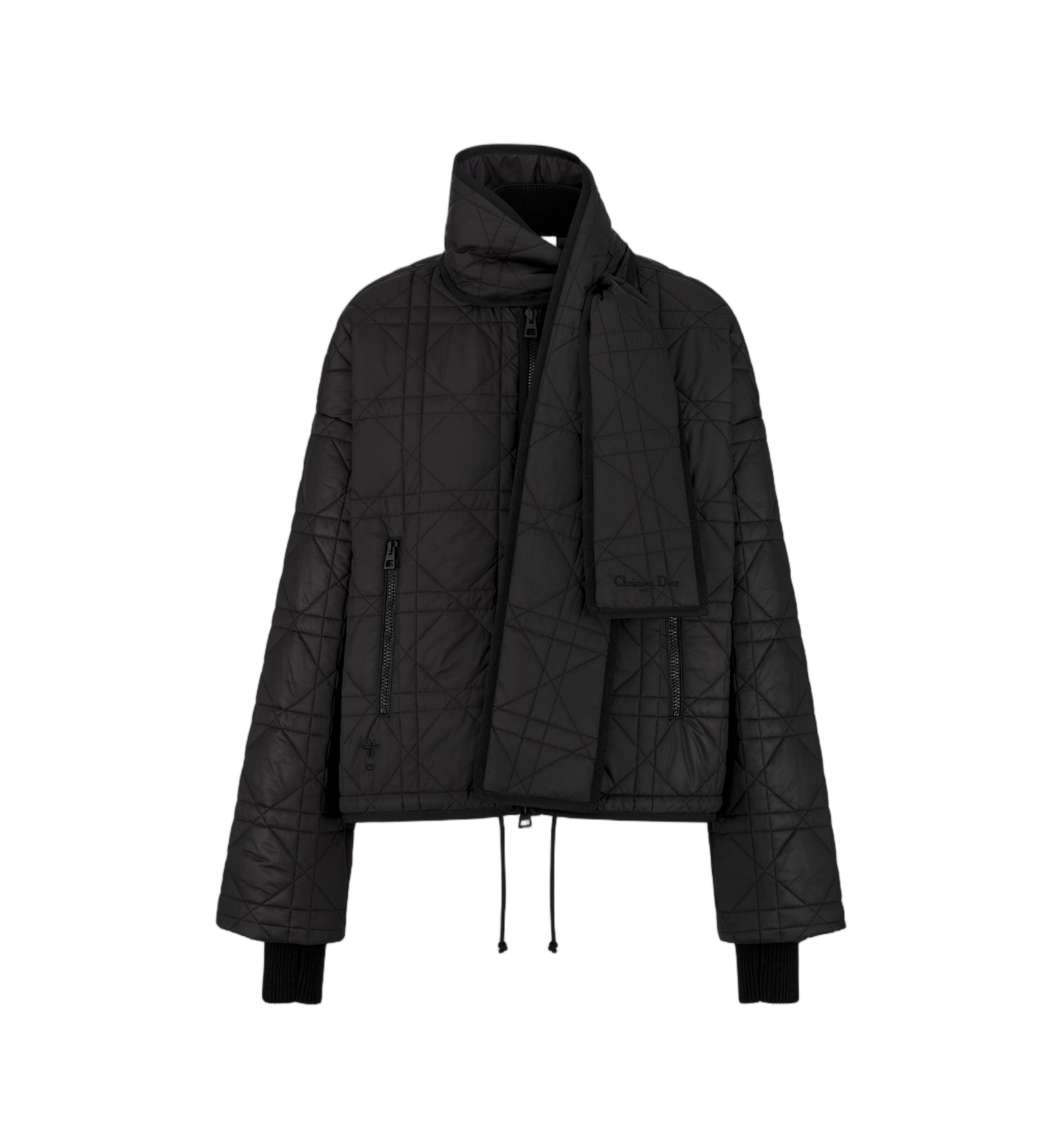 Quilted Black Cropped Boxy Coat
