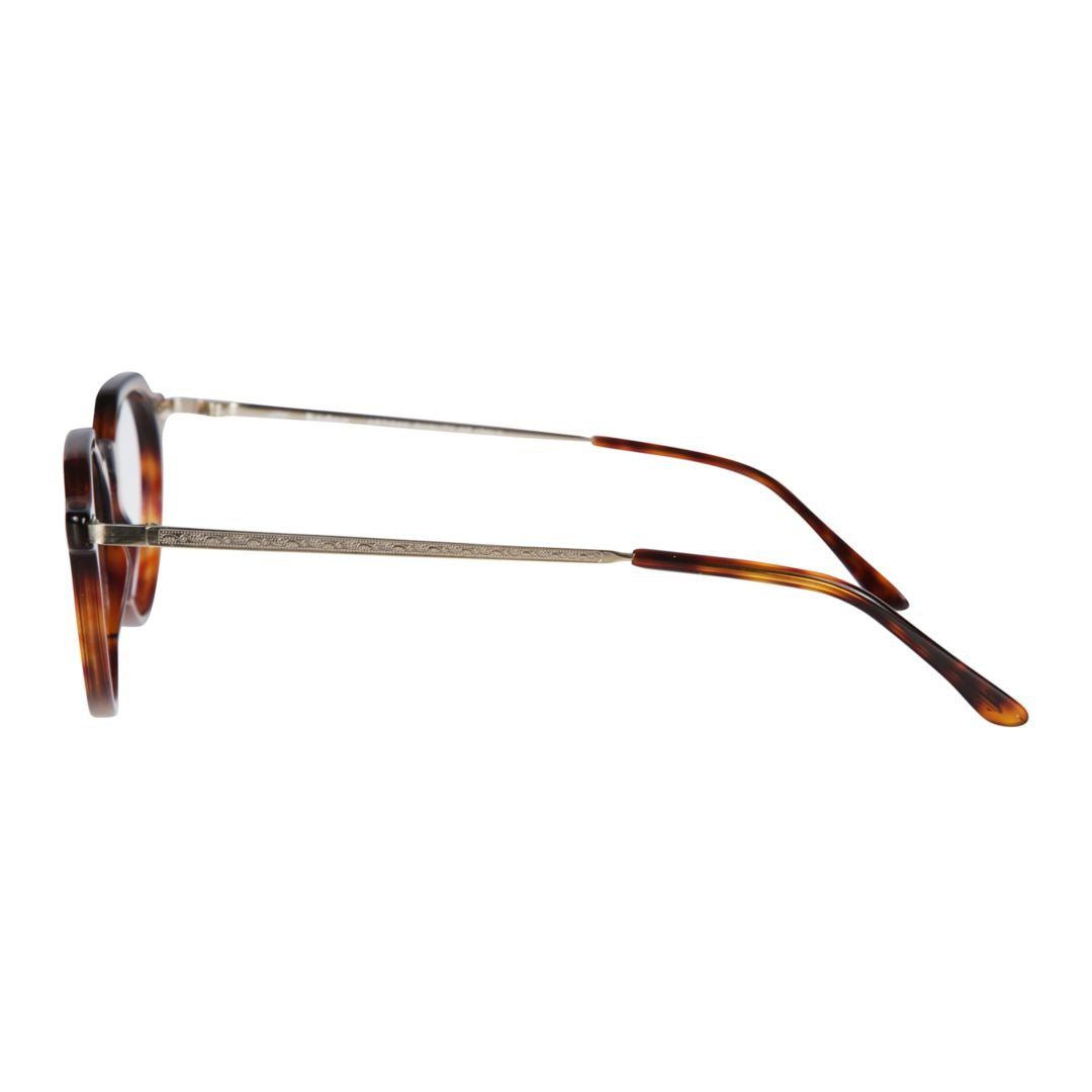 Rayan Tortoiseshell-Patterned Round Frame Eyeglasses with Metallic Temples