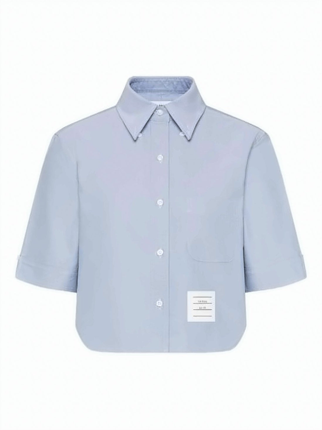 Cropped Short Sleeve Oxford Shirt