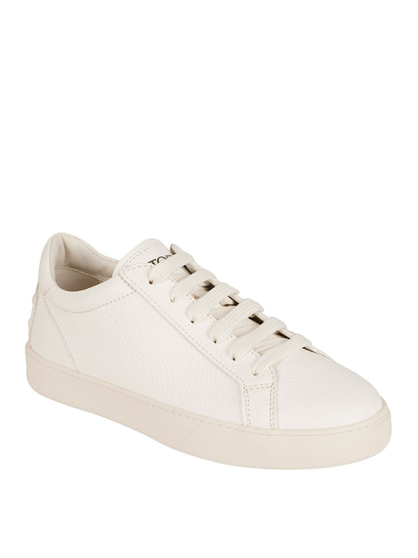 White Sneakers With Natural-Grain Calfskin