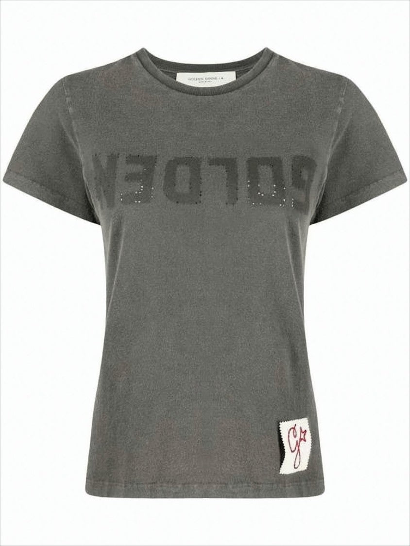 Distressed Charcoal Grey Short-Sleeved T-Shirt With Star Patch