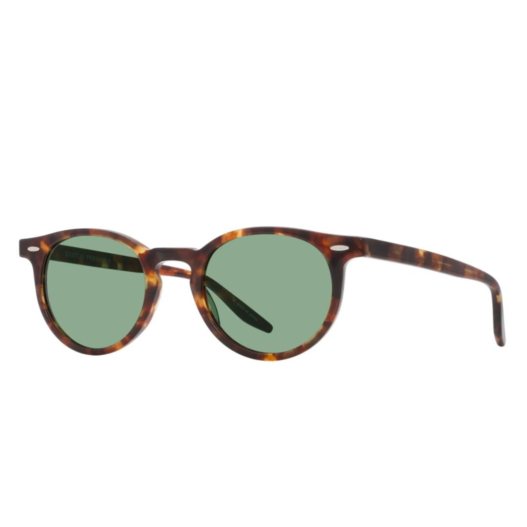 Banks Round Frame Tortoiseshell Sunglasses with Green-Tinted Lenses