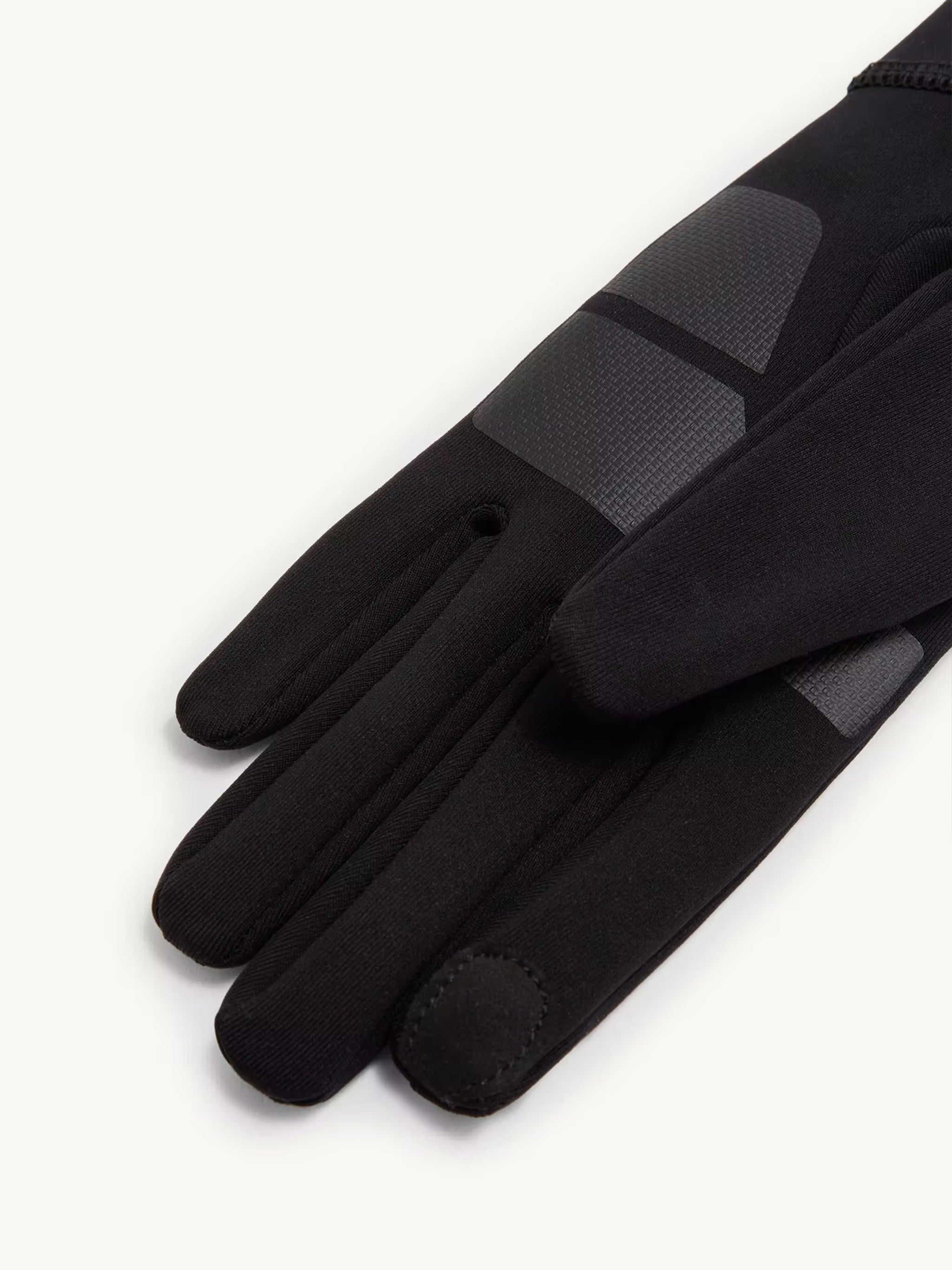 Black Textured Grip Ski Gloves