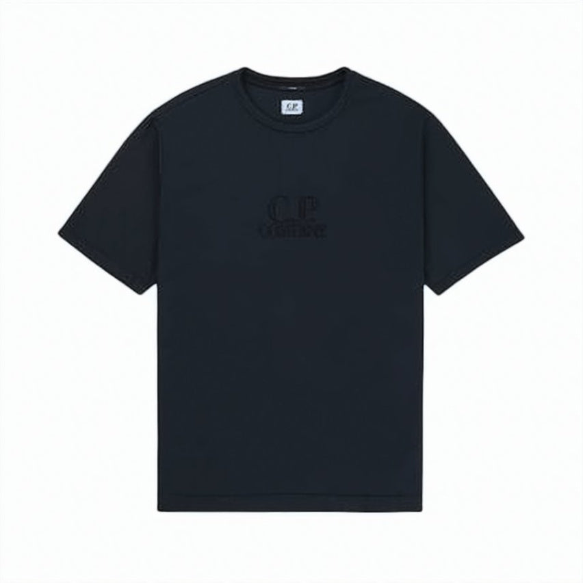 Short-Sleeved T-Shirt with Embossed Logo and Classic Neckline