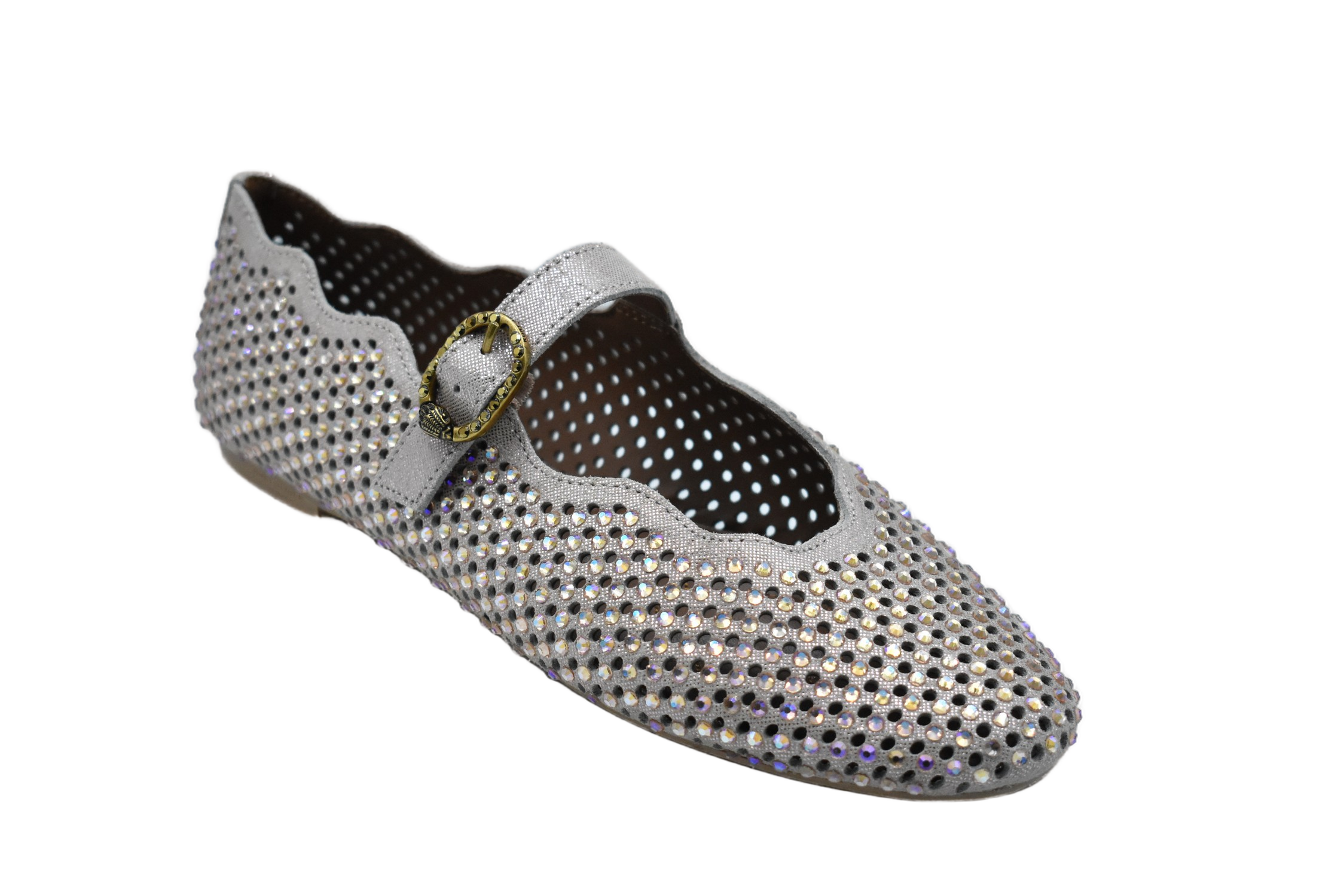 Perforated Pink Flats With Scalloped Edges