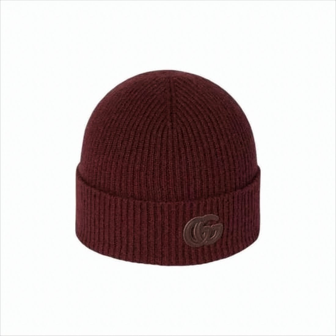 Ribbed Cashmere Beanie with Patch Logo Detail