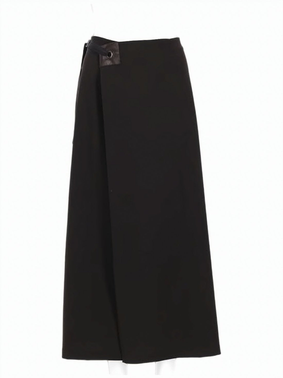 Wrap-Style Midi Skirt with Buttoned Tab Detail