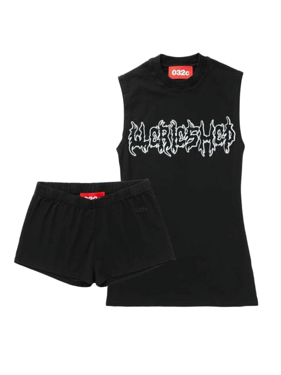 High-Neck Graphic Mini Dress with Matching Shorts
