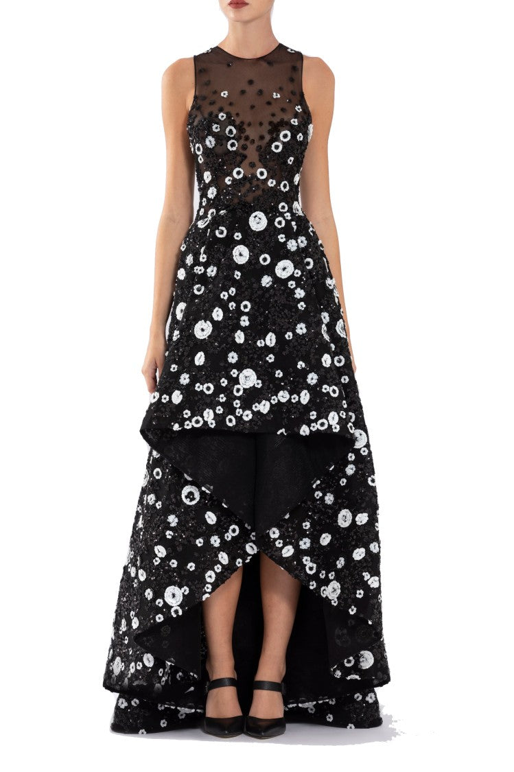 Tulle, High-Low Dress With Dotted Beading