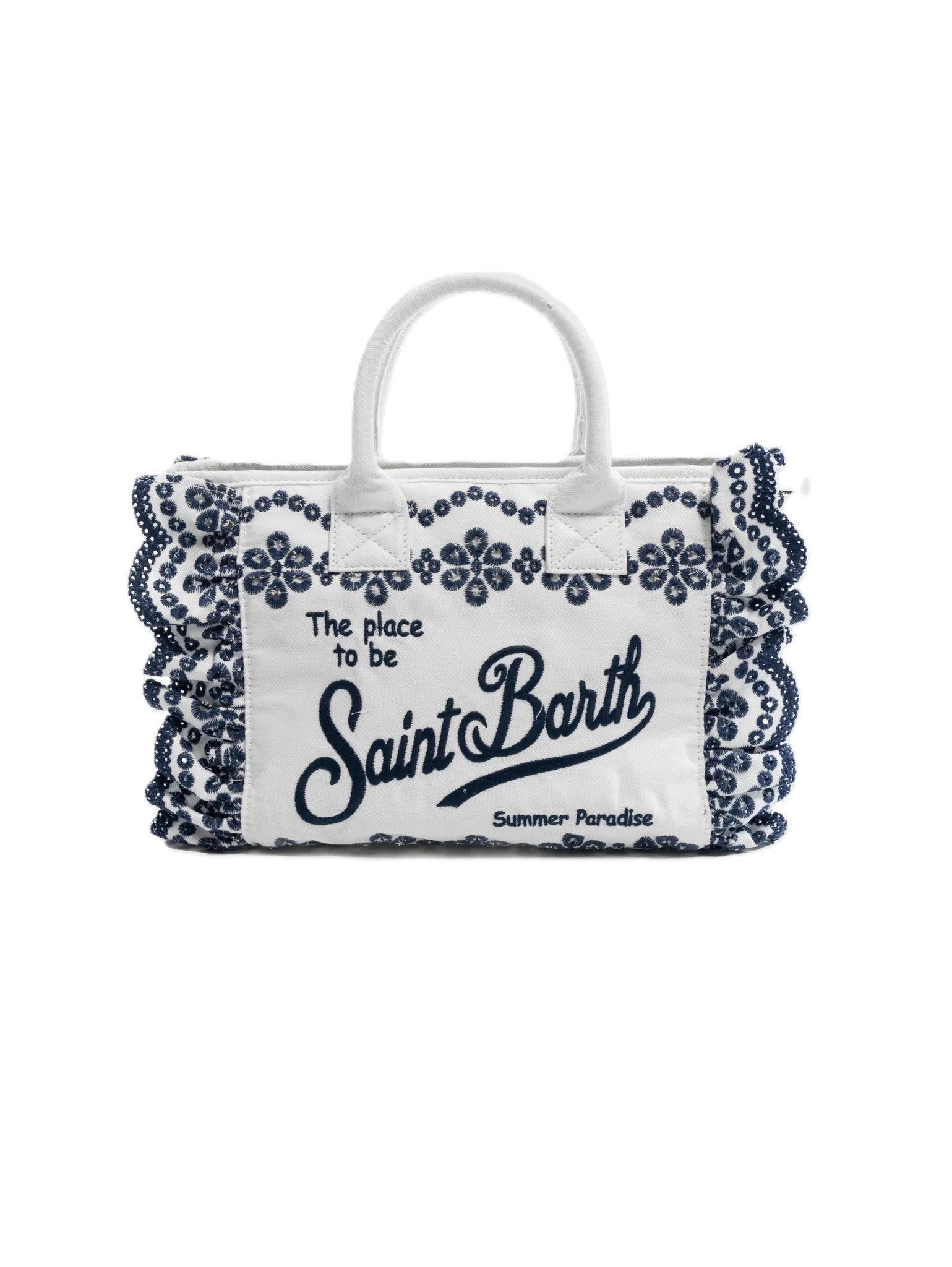 Rectangular Tote Bag with Floral Embroidery