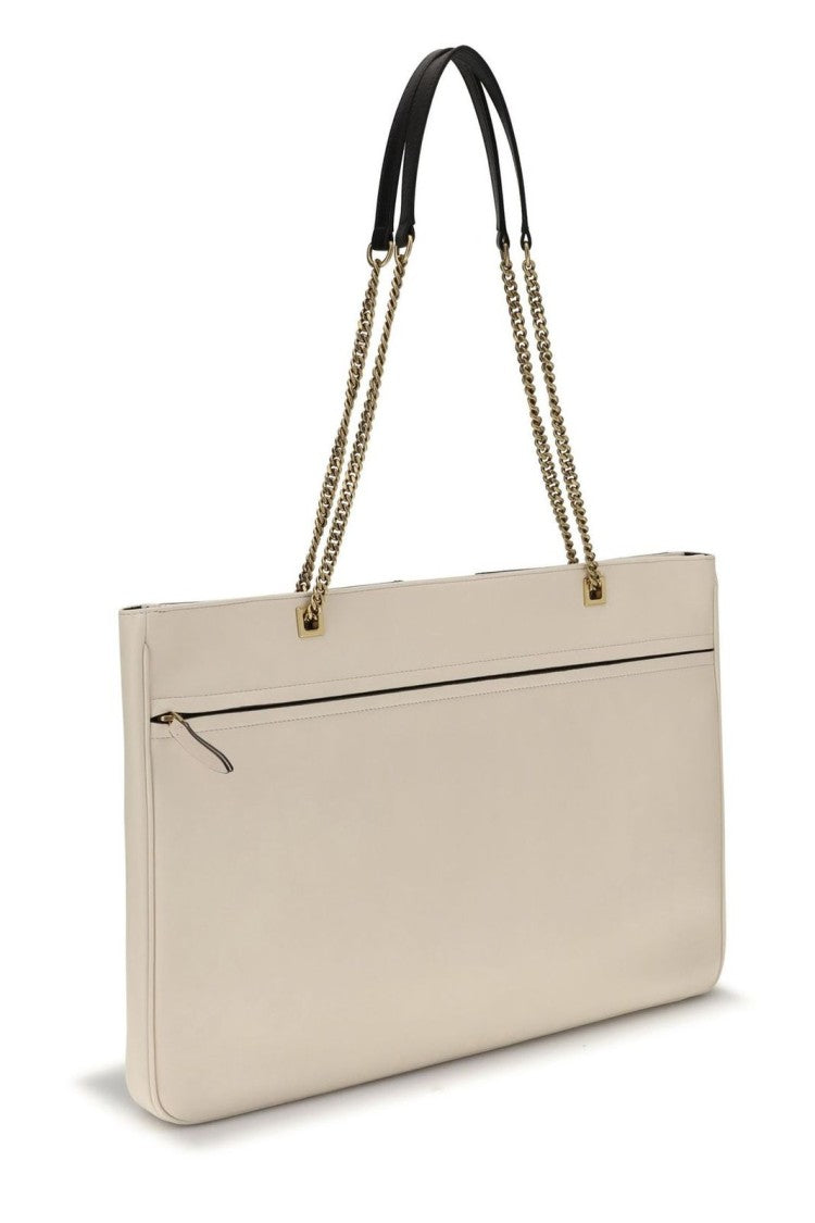 Rectangular Nappa Leather Shoulder Bag with Bold Logo