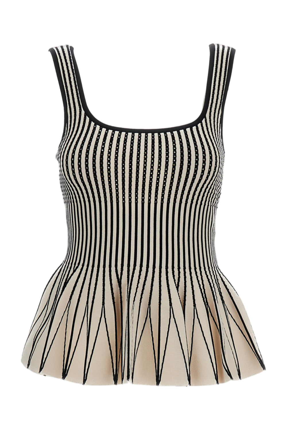 Bicolour Geometric Pattern Knit Top