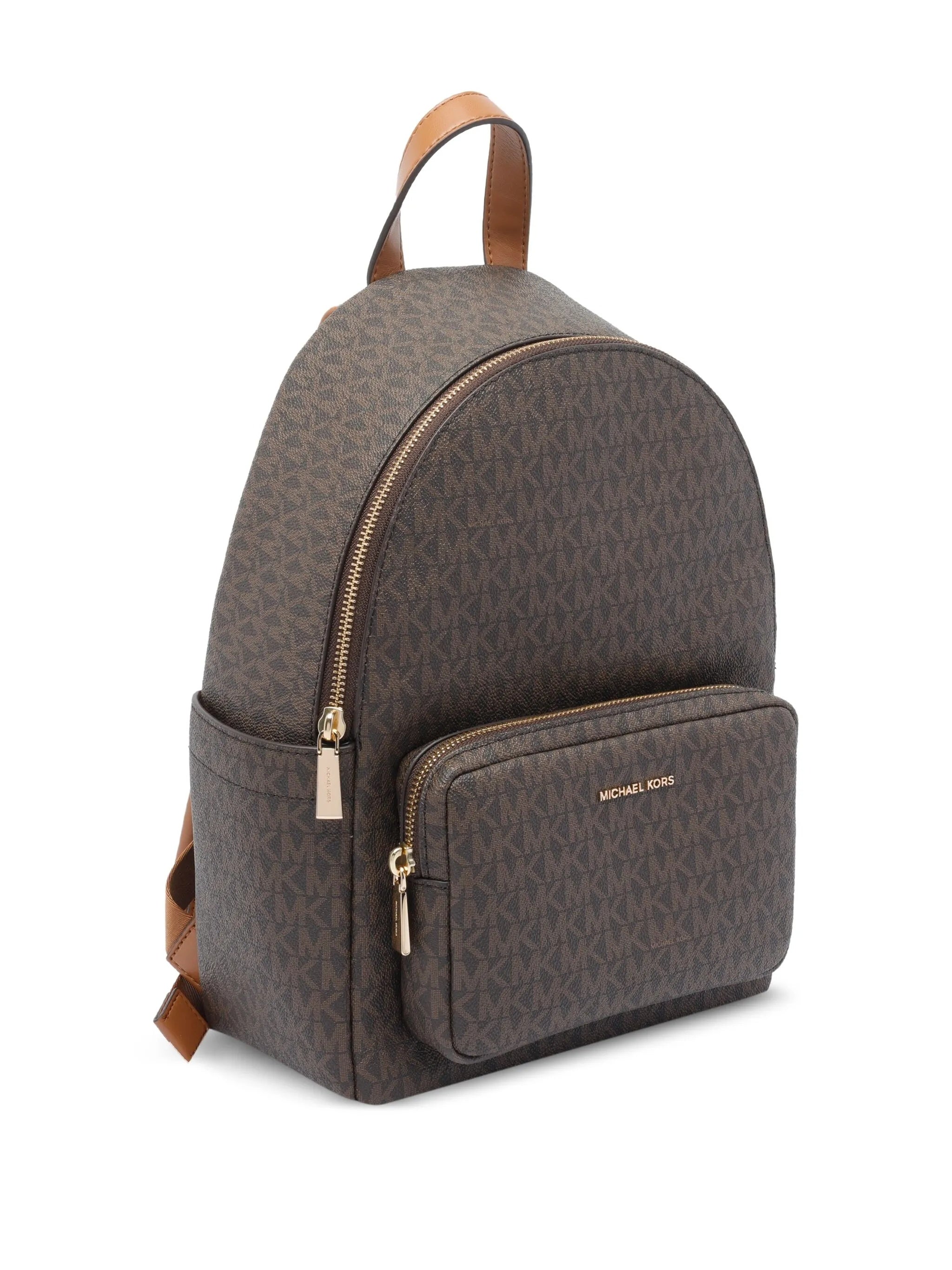 Dark Brown Monogram Pattern Backpack