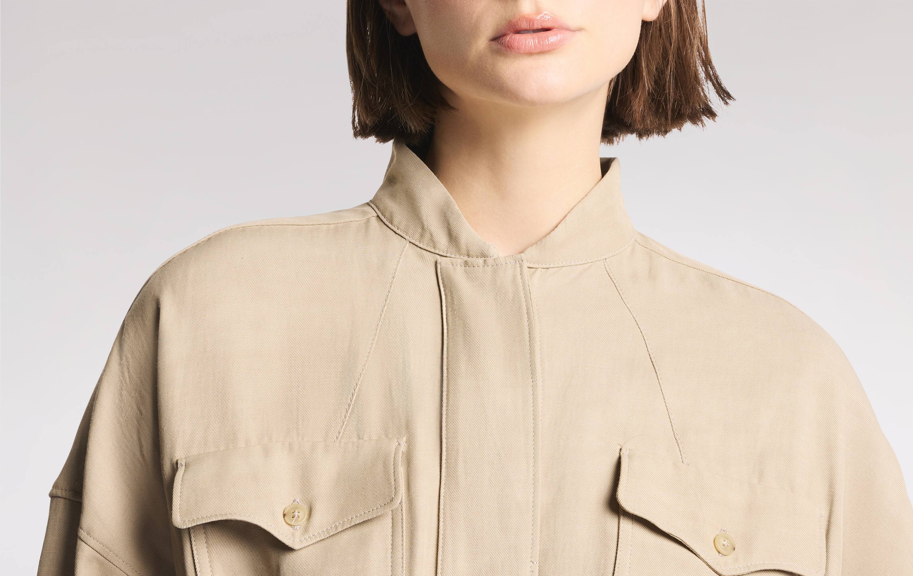 Long-Sleeved Sahariana Overshirt with Adjustable Waist