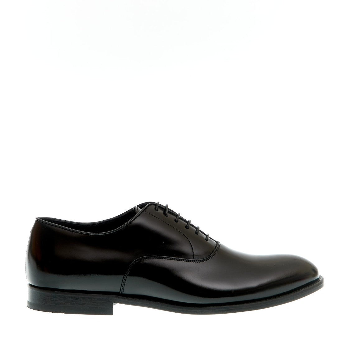 Smooth Black Lace-Up Leather Bottom