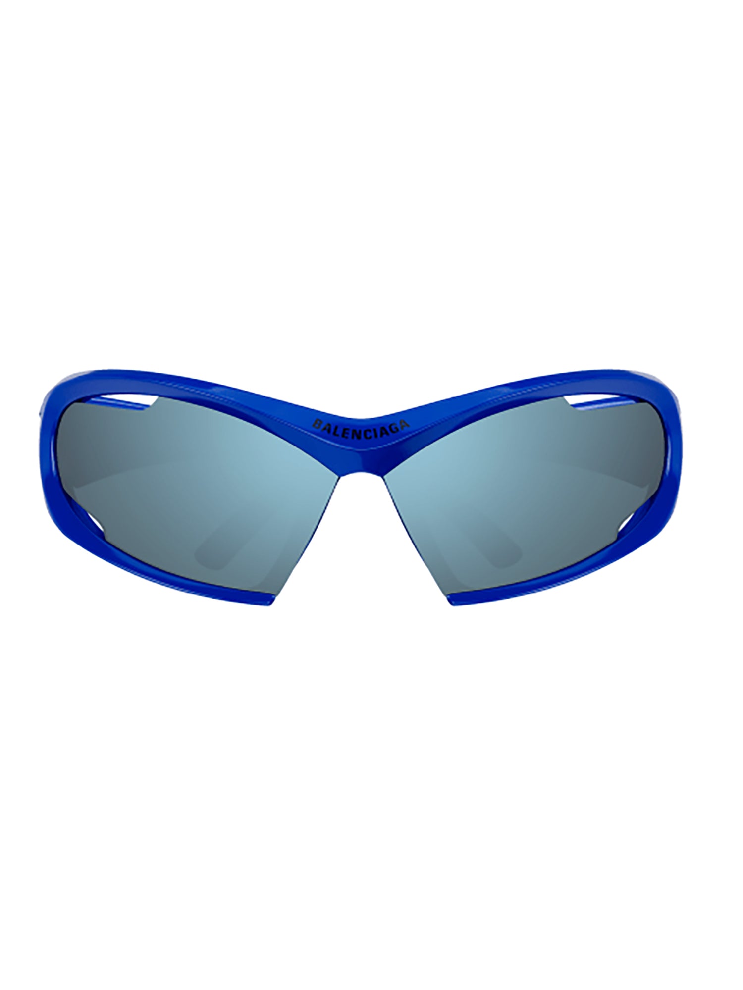 Aerodynamic Blue Frame Sunglasses with Tinted Lenses