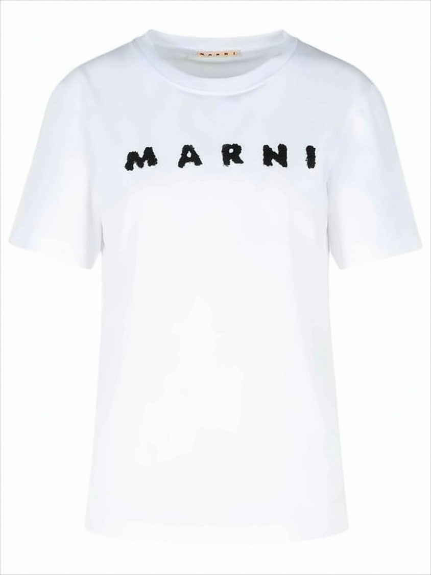 Textured Black Lettering White Cotton T-Shirt