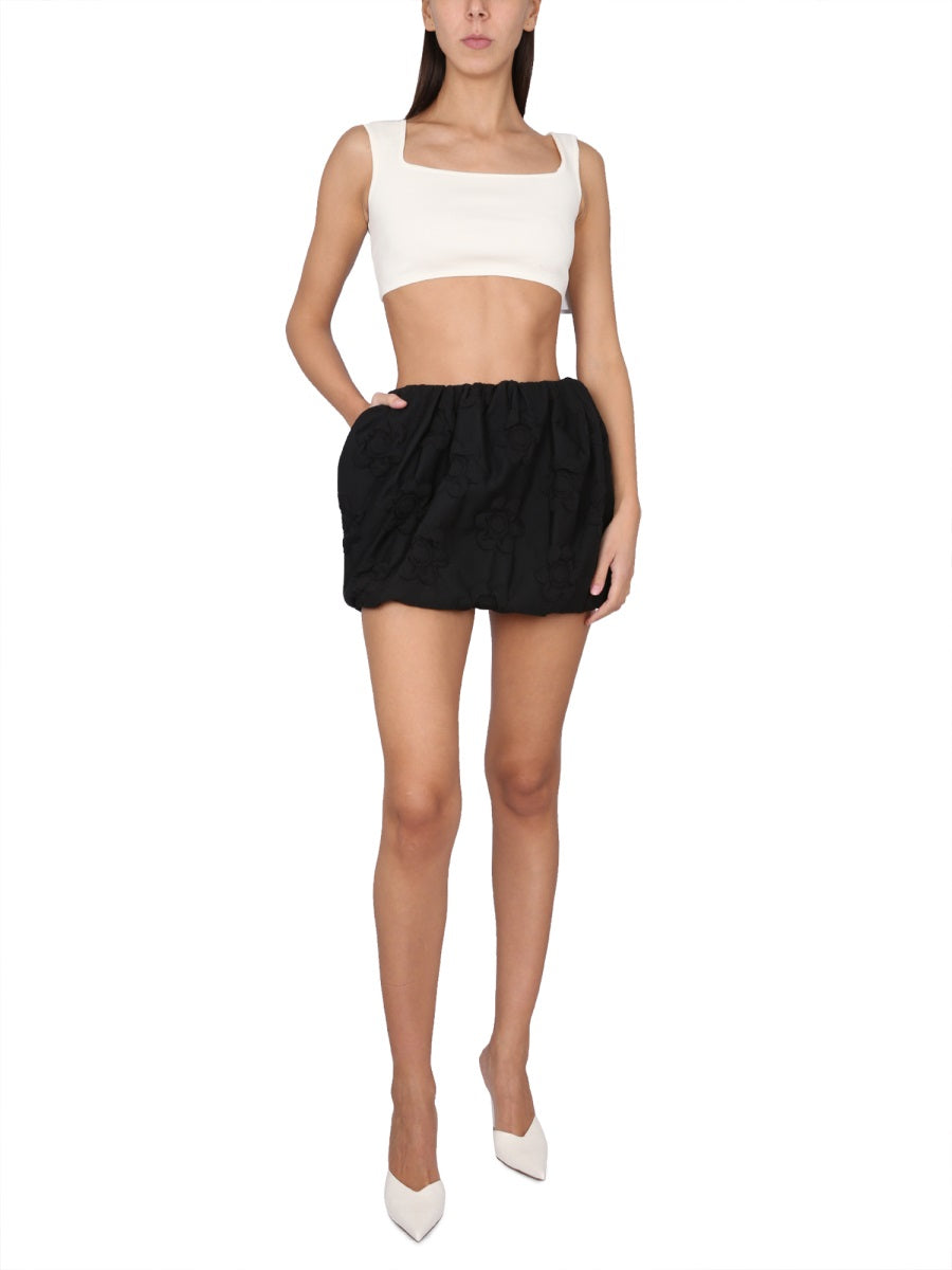 Floral Patterned Skirt with Elastic Waistband