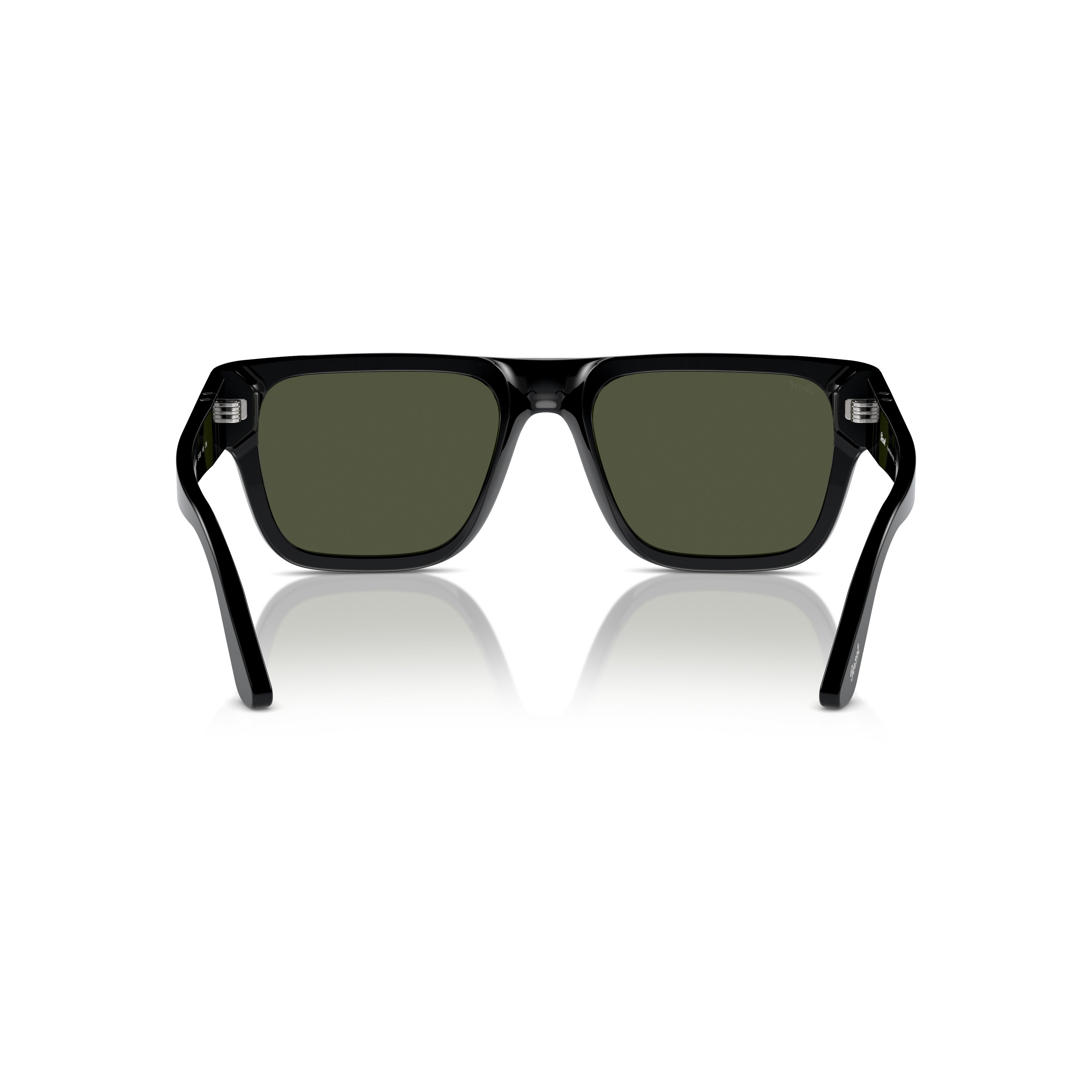 0po3348s Rectangular Black Acetate Sunglasses with Silver Arrow Detail