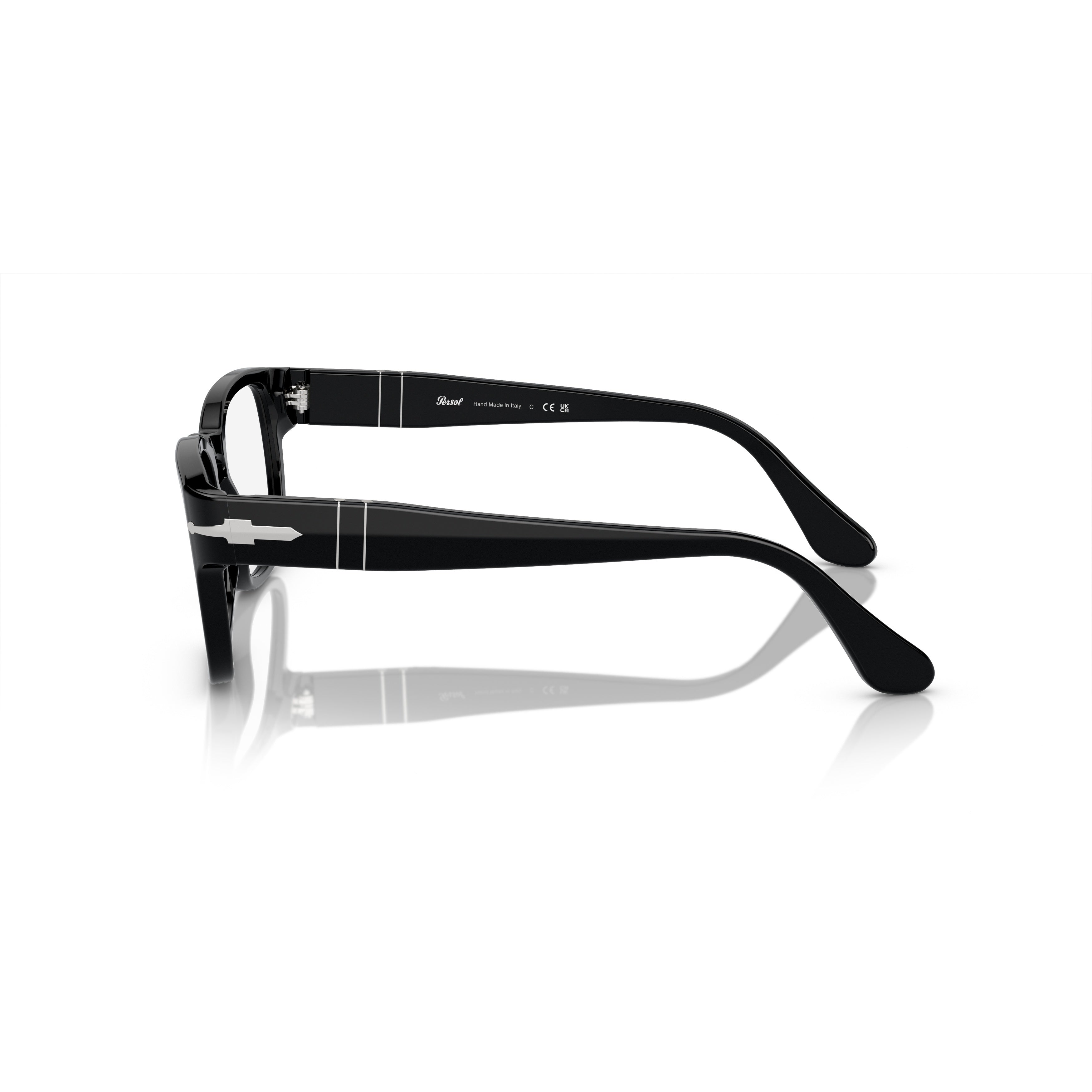 0po3334v Rectangular Black Acetate Sunglasses with Silver Arrow Detail