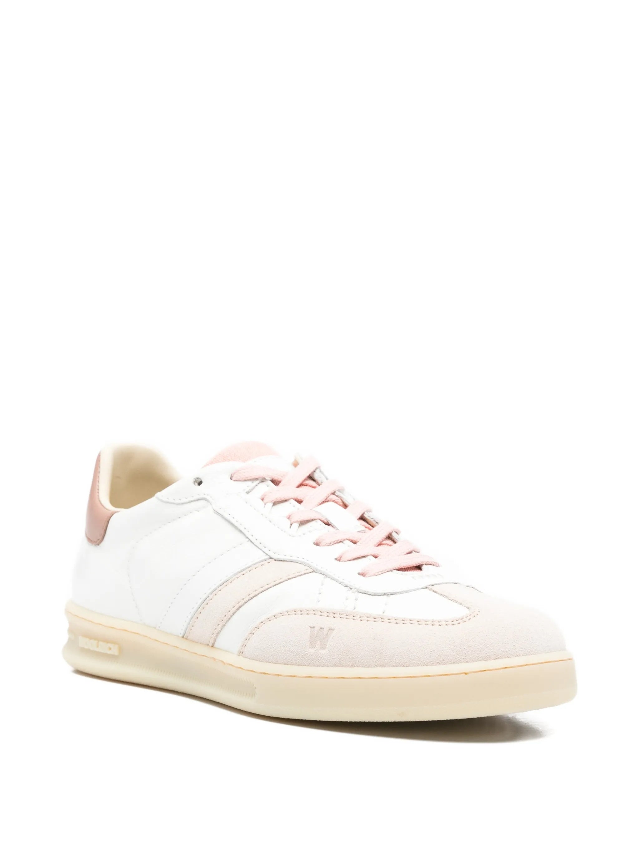 White Double U.T Cracked Calf Sneakers