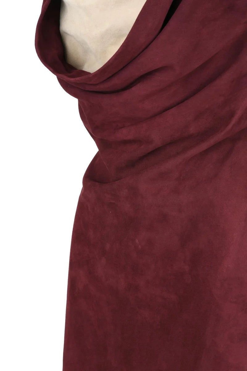 Suede Dress Jewel Shoulder - Red