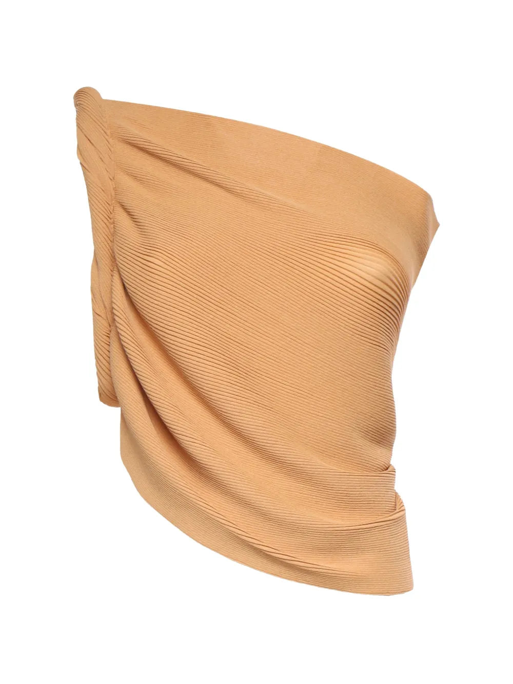 Asymmetrical One-Shoulder Ribbed Top with Draped Detail