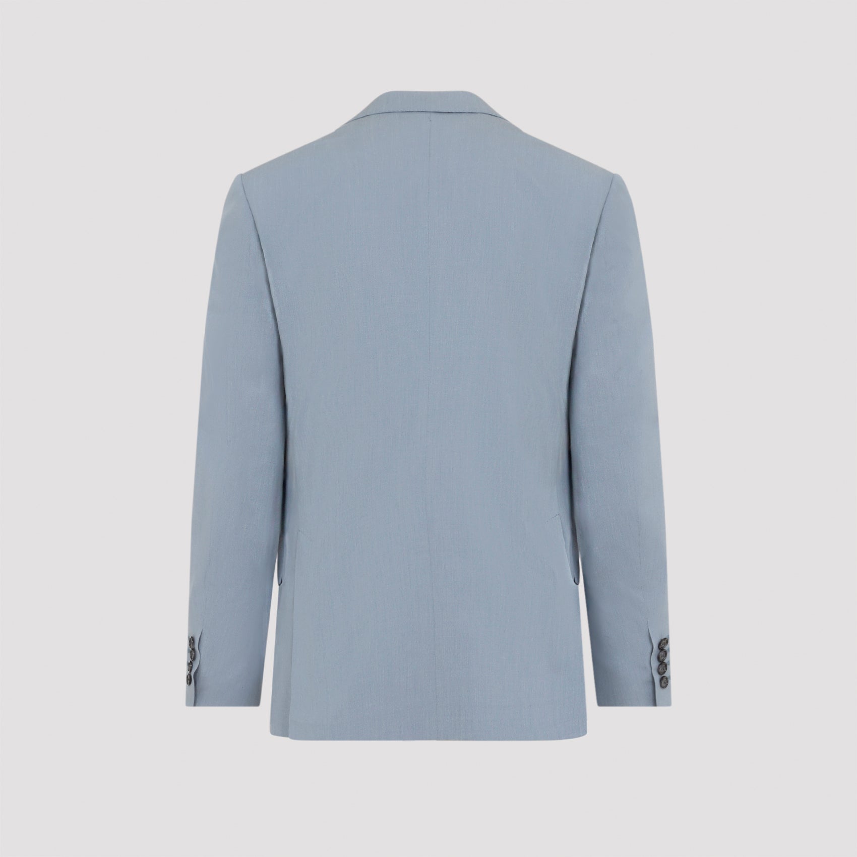 Tailored Blue Cotton-Silk Blend Suit With Notch Lapel