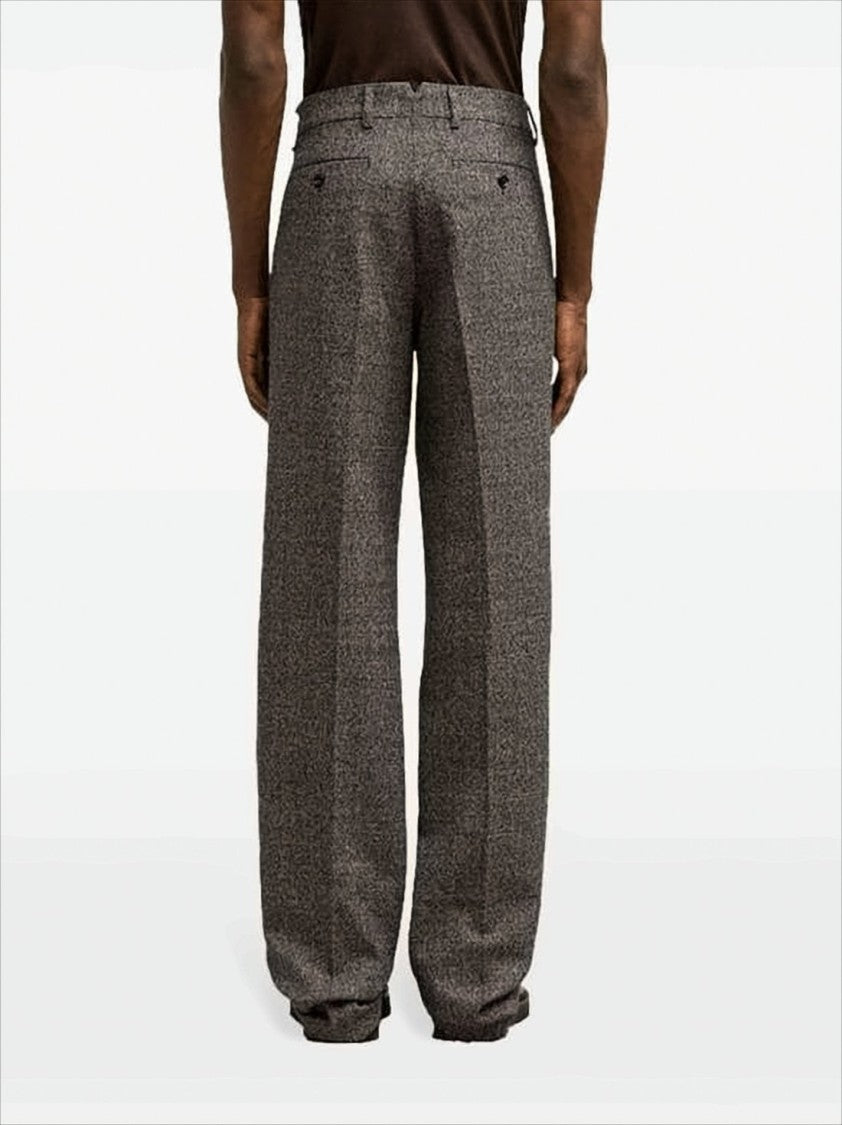 Straight-Leg Textured Wool-Cotton Suit Pants