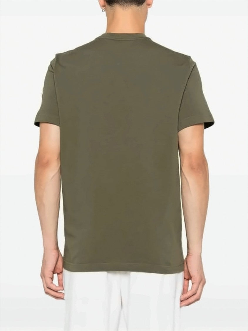 Olive Green Cotton T-Shirt With Emblem