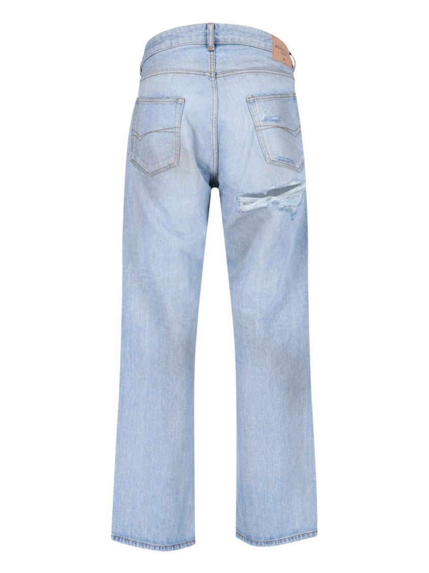 Deconstructed Light Blue Denim Jeans