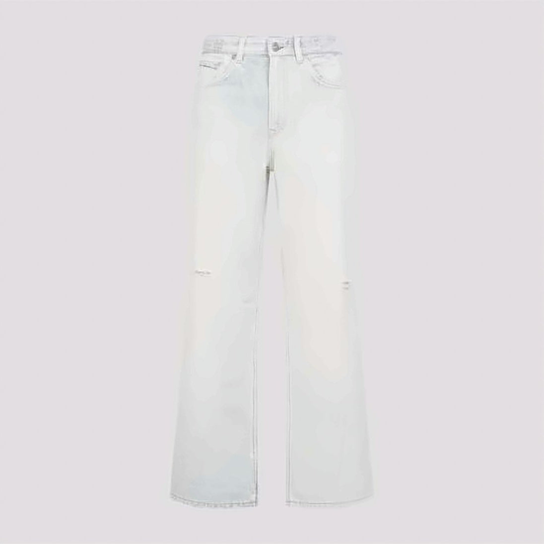 Digital Aurora Print Straight Leg Jeans With Distressed Details