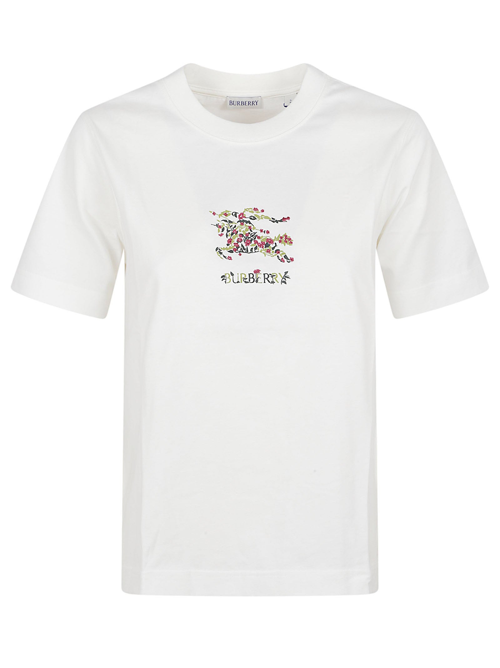 Floral Embroidered White Short-Sleeve T-Shirt