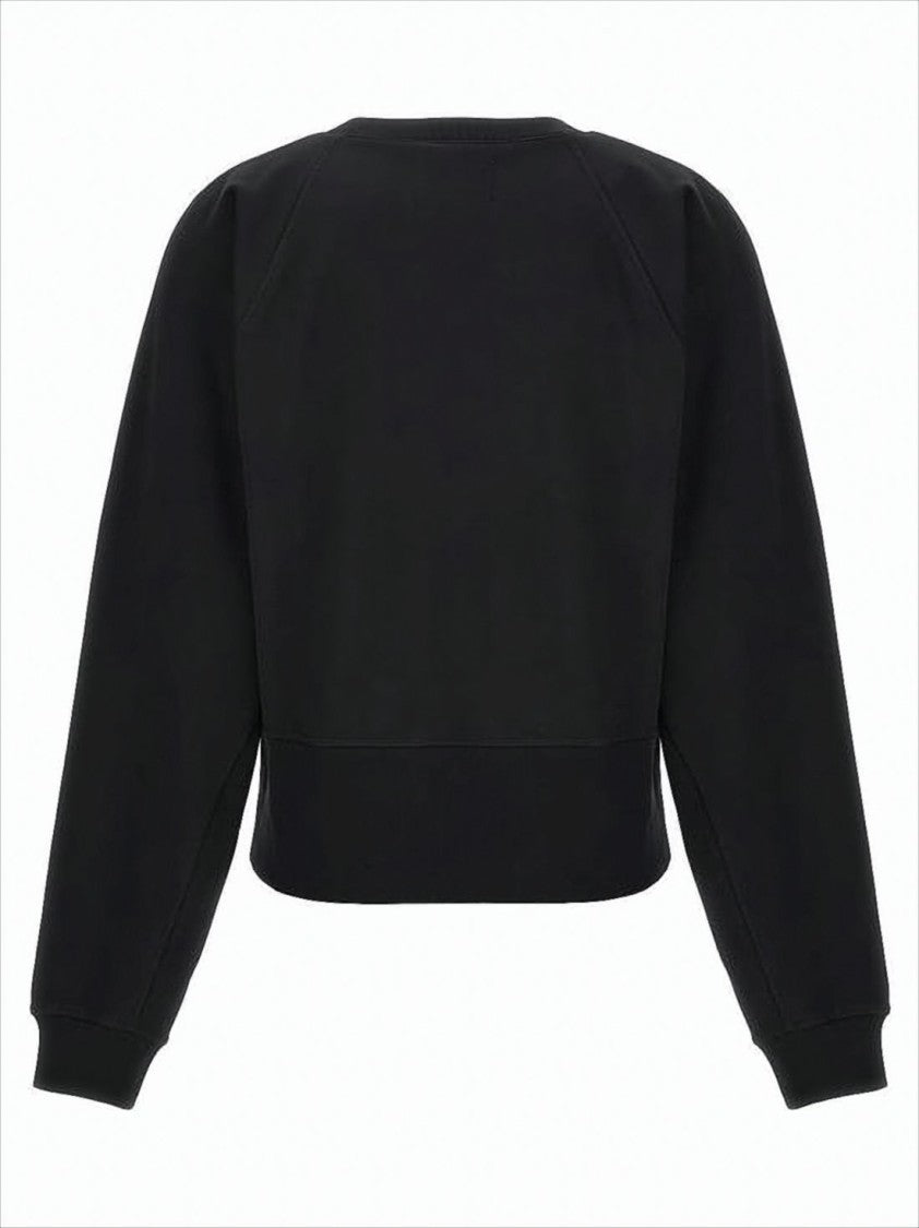 Cropped Black Long-Sleeve Sweatshirt with Embroidered Emblem