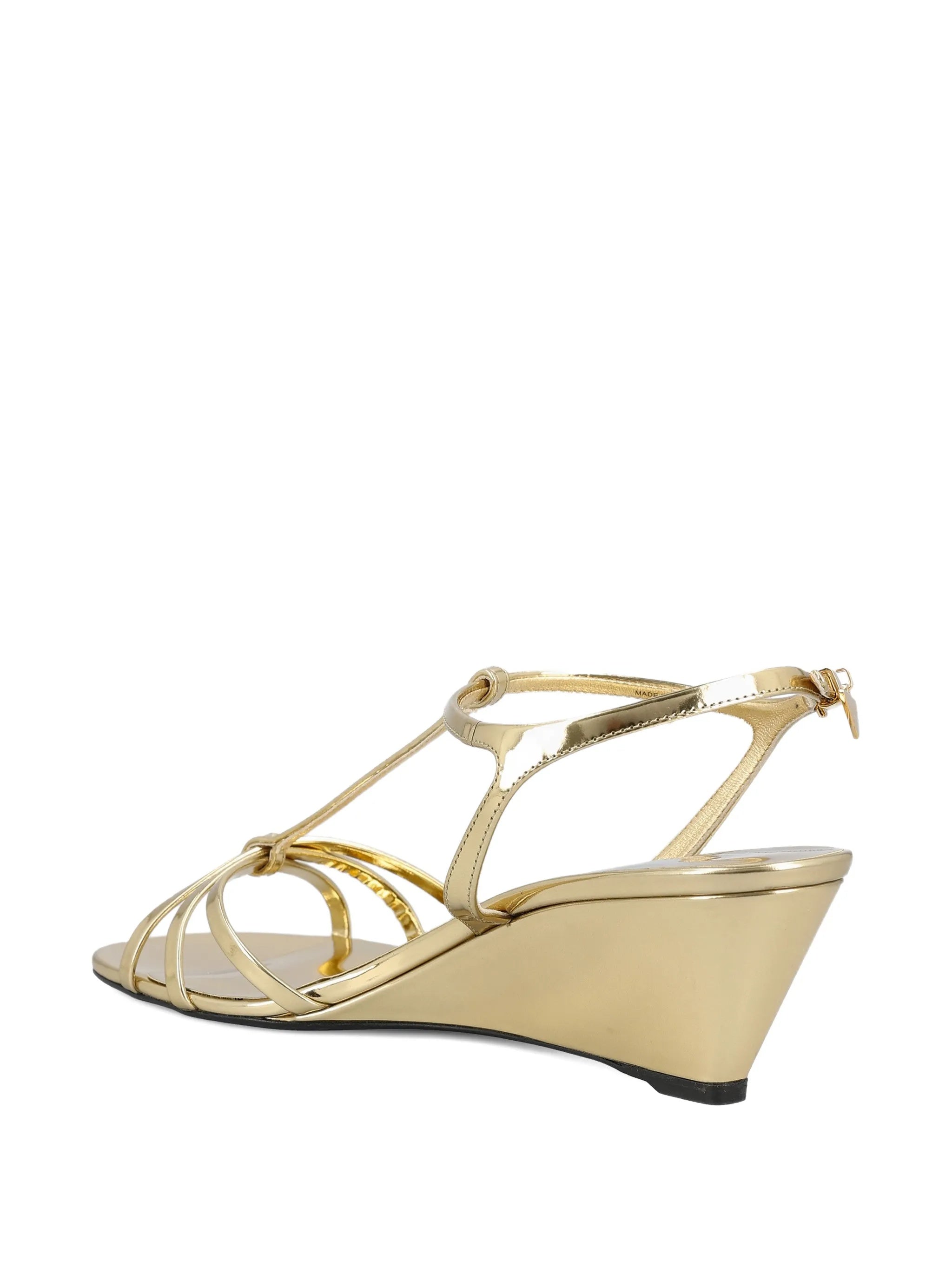Metallic Gold Wedge Crisscross Sandals