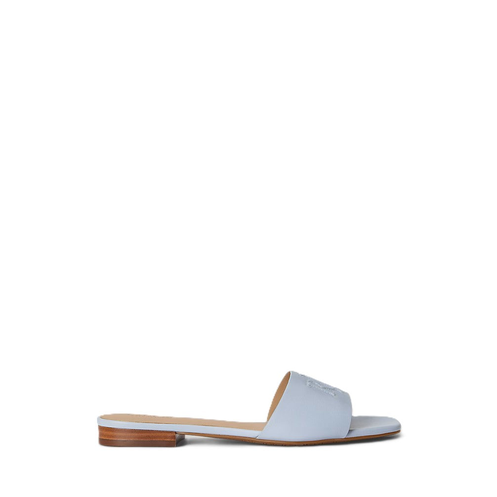 Slide Sandal with Wide Strap and Embossed Initials