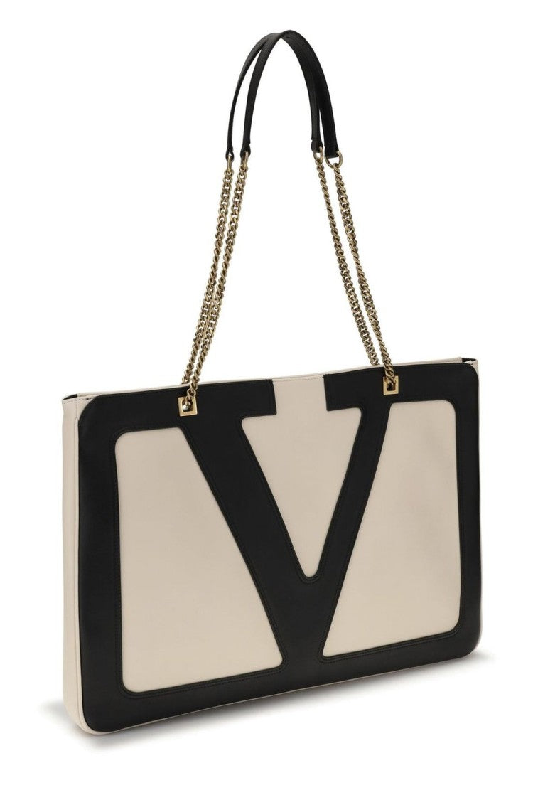 Rectangular Nappa Leather Shoulder Bag with Bold Logo