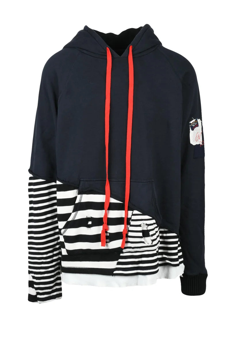Maxi Patchwork Hoodie - Blue/White