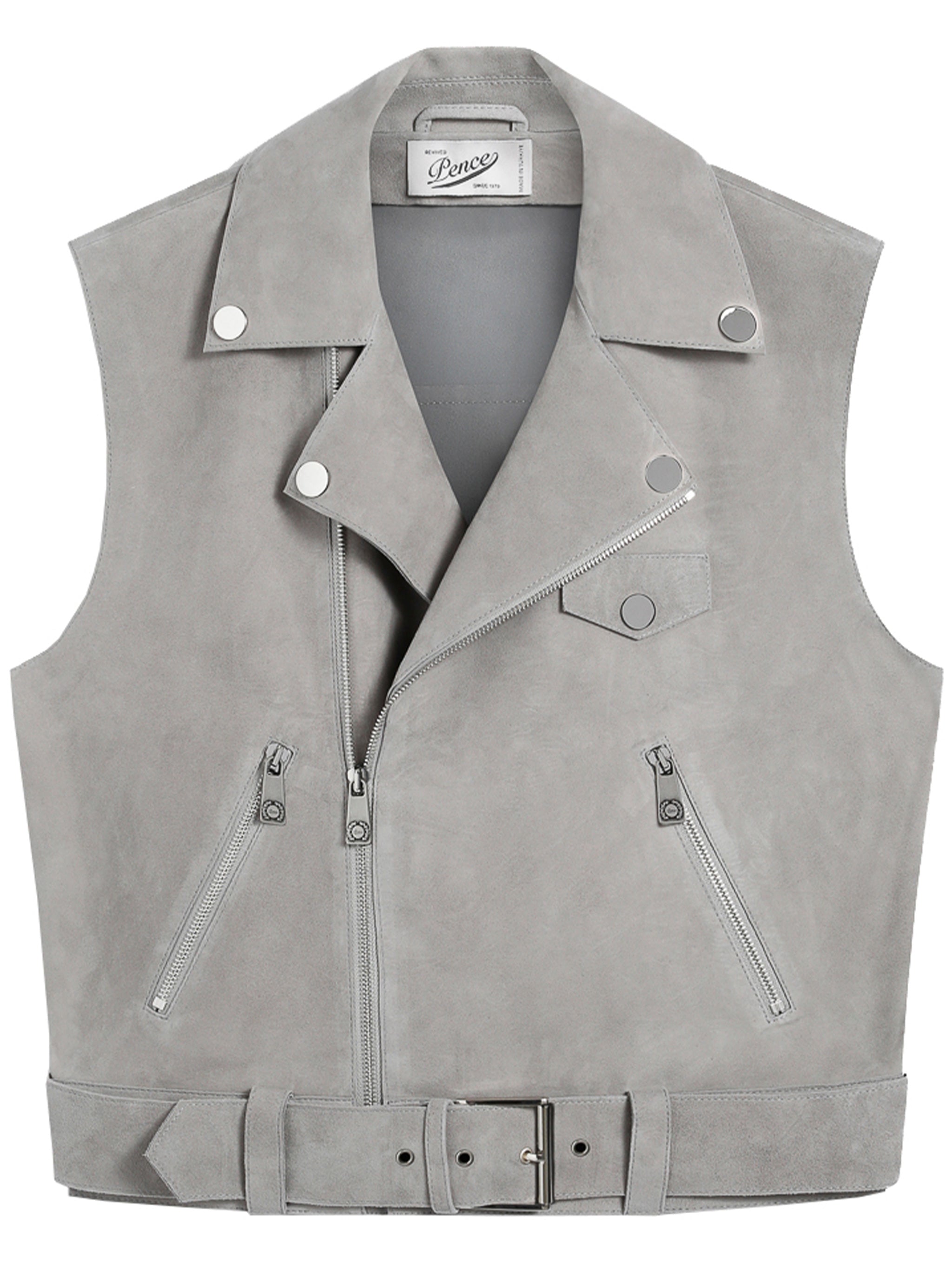 Anemone Cropped Leather Biker Vest