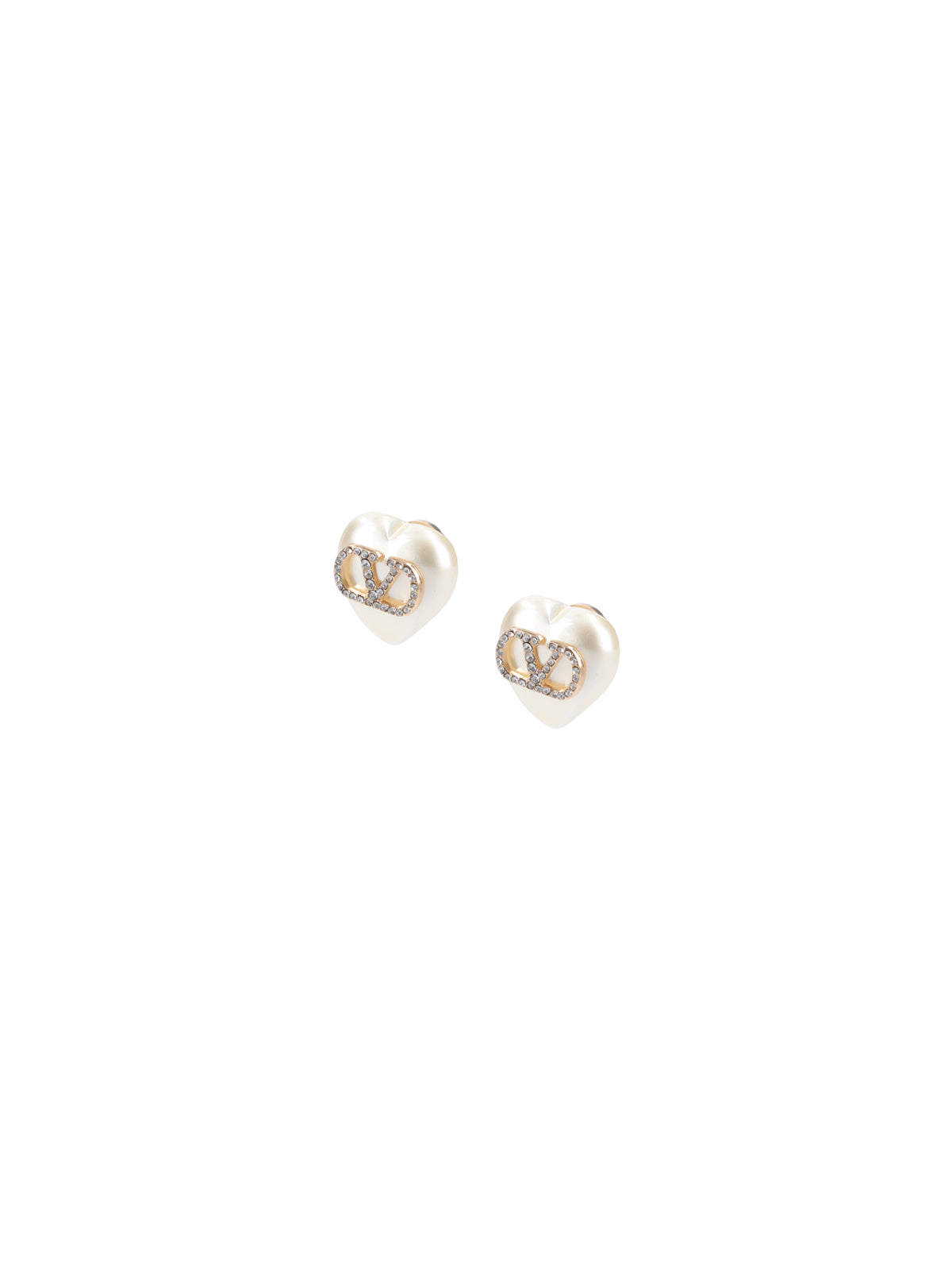 White Vlogo Heart Shaped Resin Earrings