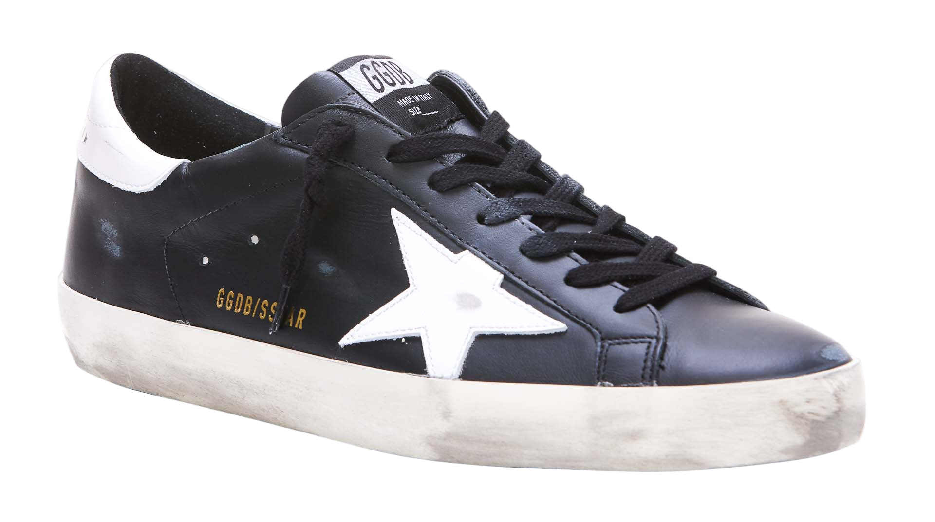 Black Leather Sneakers with White Star