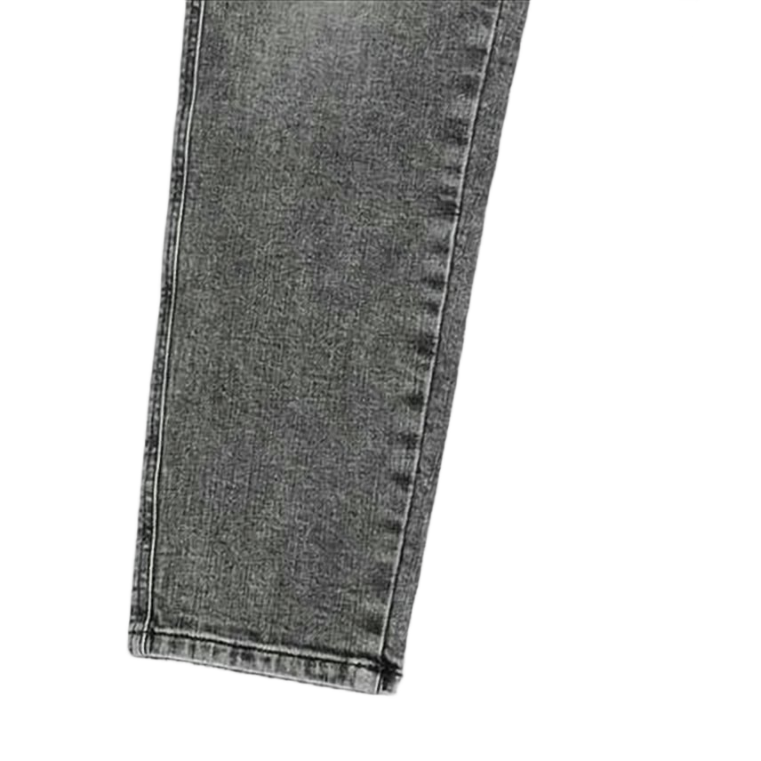 Mid-Rise Grey Wash Straight-Leg Denim Pants