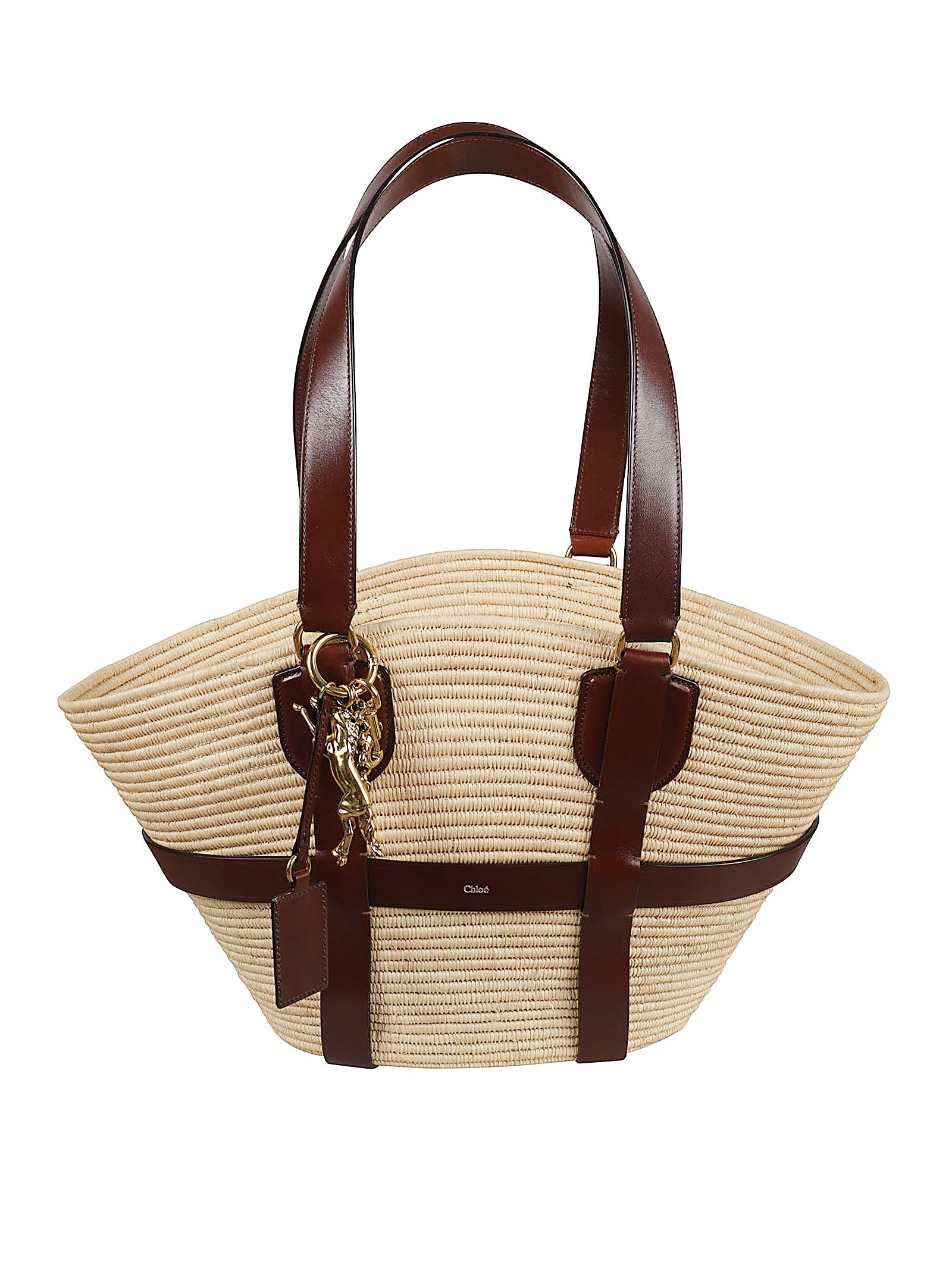 Structured Tote Bag With Contrast Leather Straps