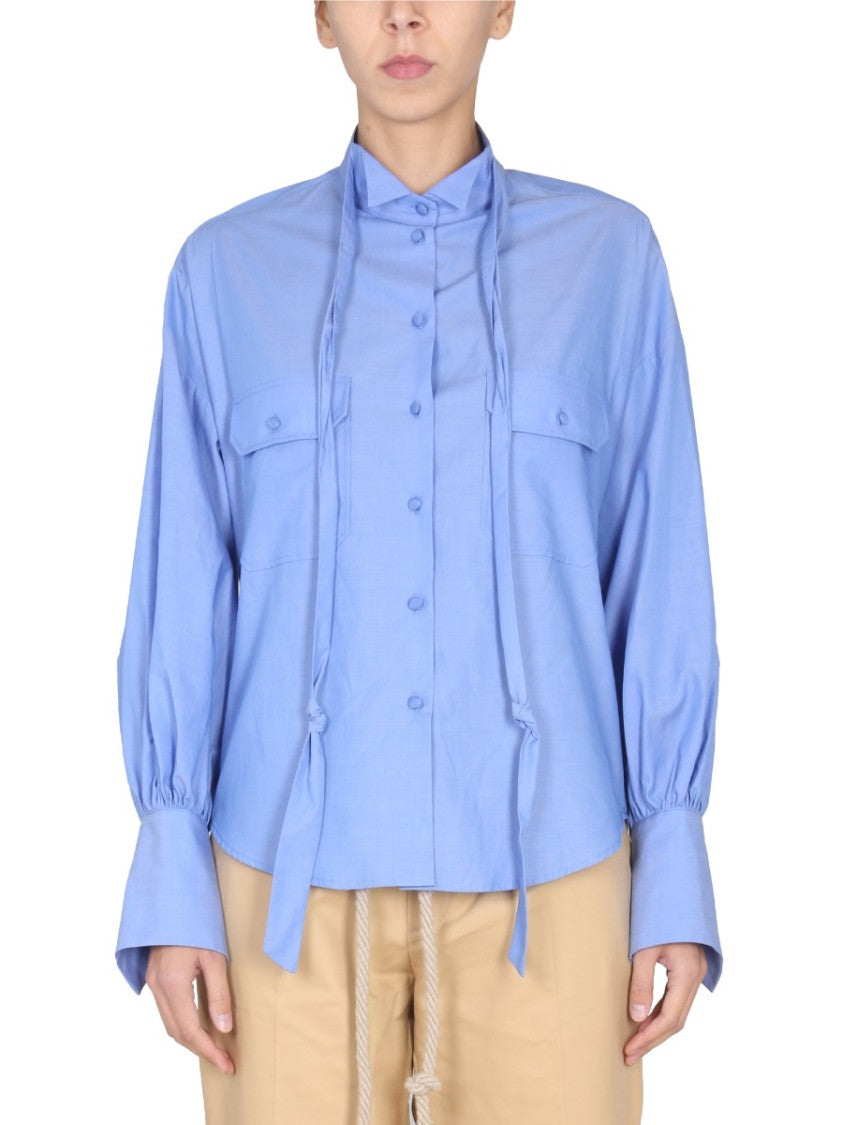 Structured Poplin Shirt With High Collar