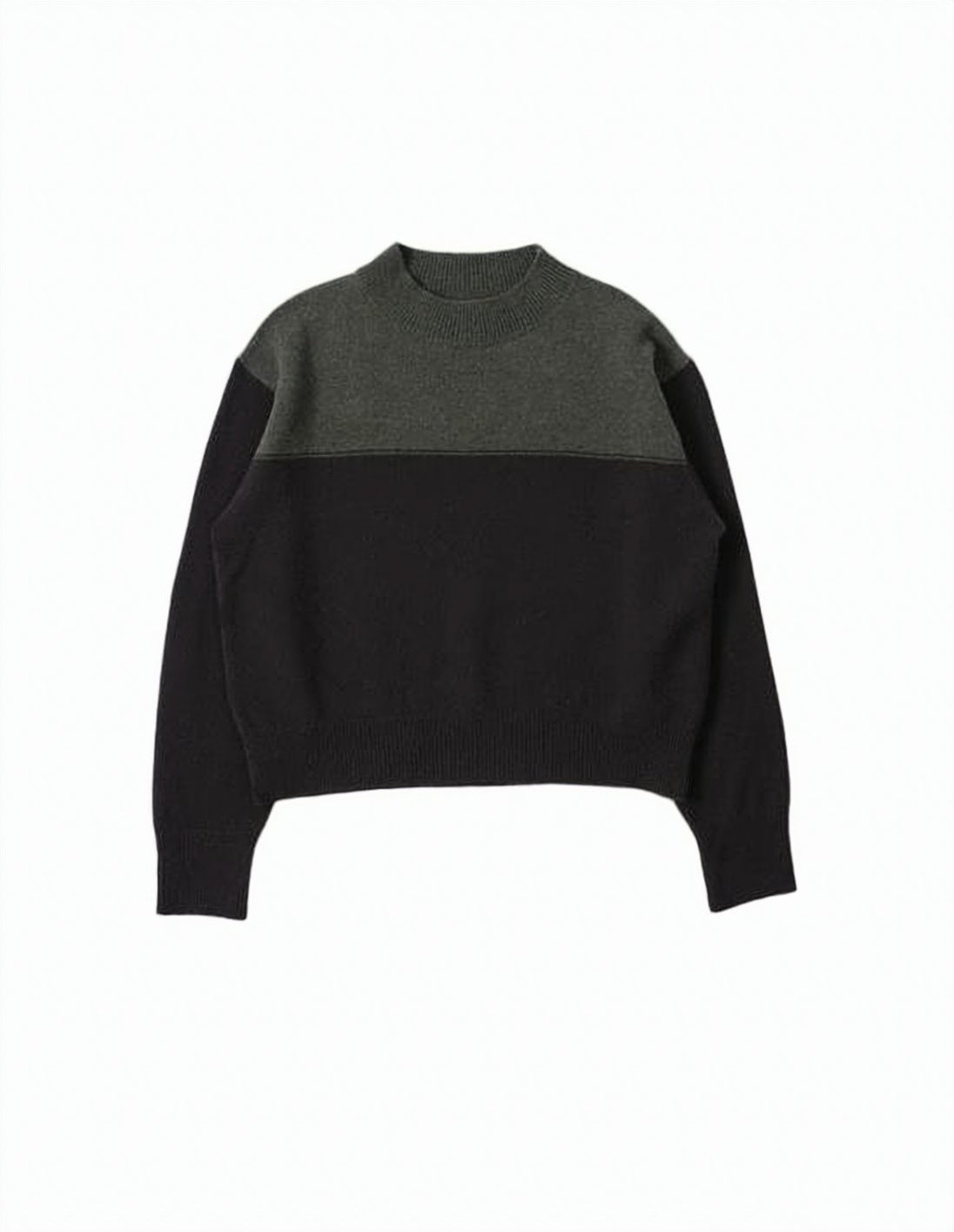 Two-Tone Cropped Sweater with Ribbed Detailing