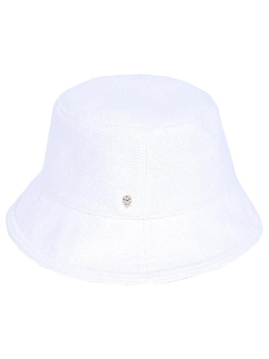 Textured White Bucket Hat with Subtle Weave Pattern