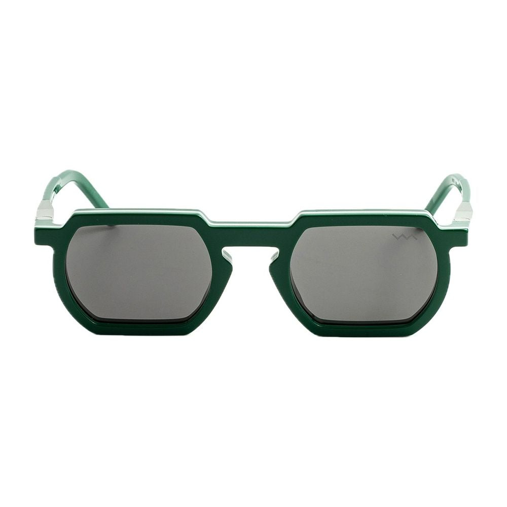 Wl0033 White Label Green/Light Grey Squared Geometric Sunglasses In Glossy Green Bio-Acetate