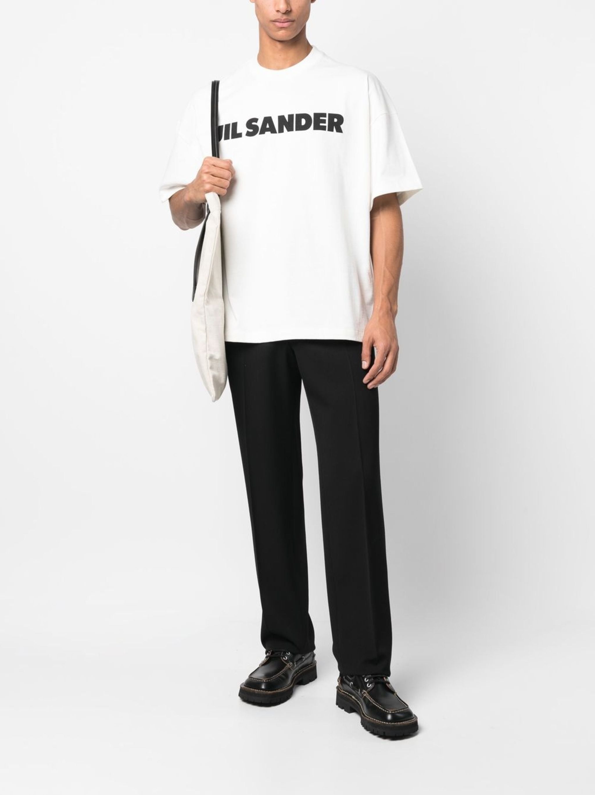 White Boxy Jil Sander Logo T-Shirt